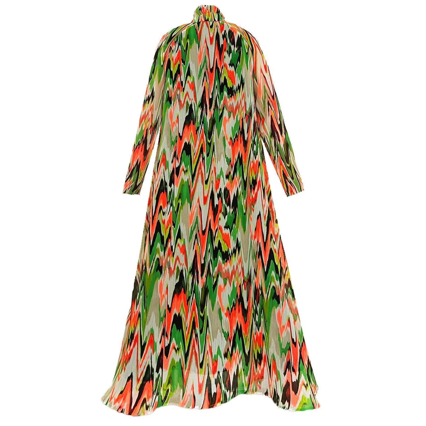 A-Shaped Maxi Dress - Zigzag Green Orange