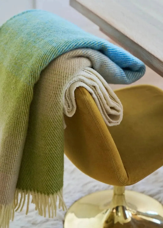 Aurora - Lambswool Throw - Green Blue
