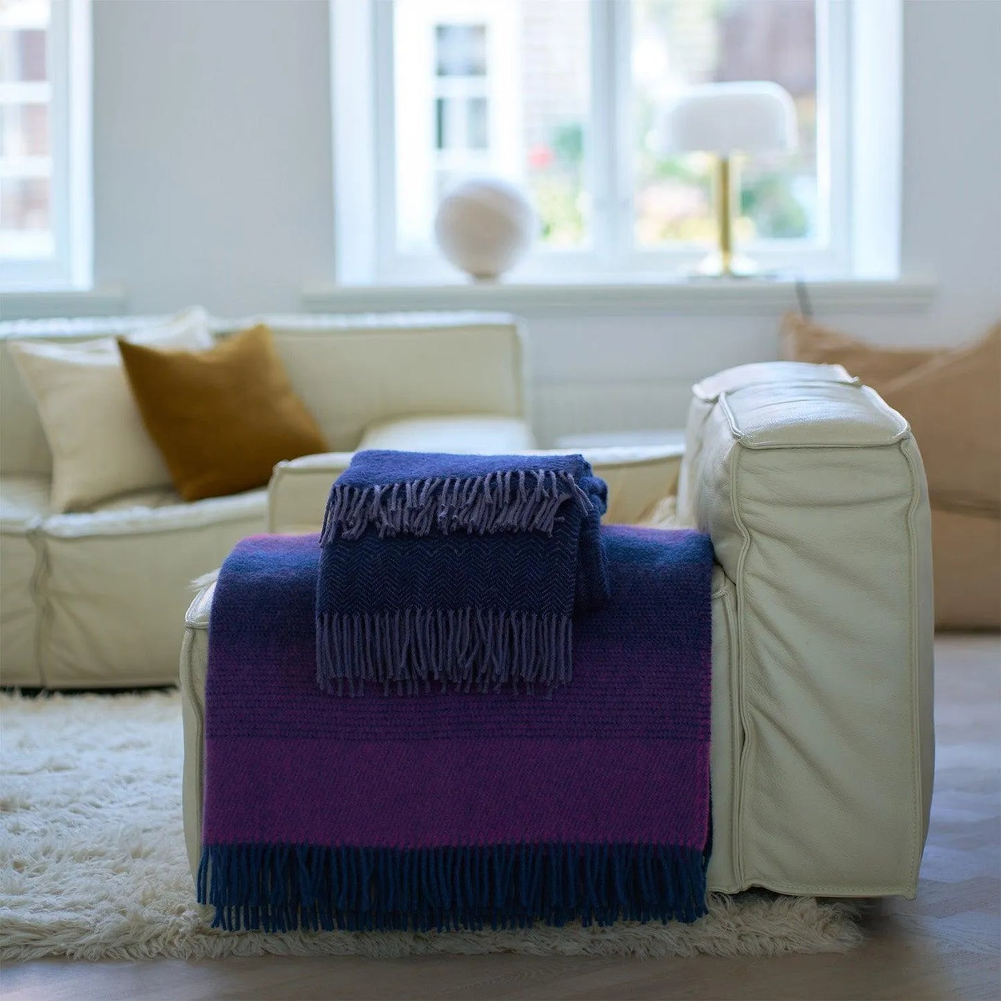 Aurora - Lambswool Throw - Purple Blue