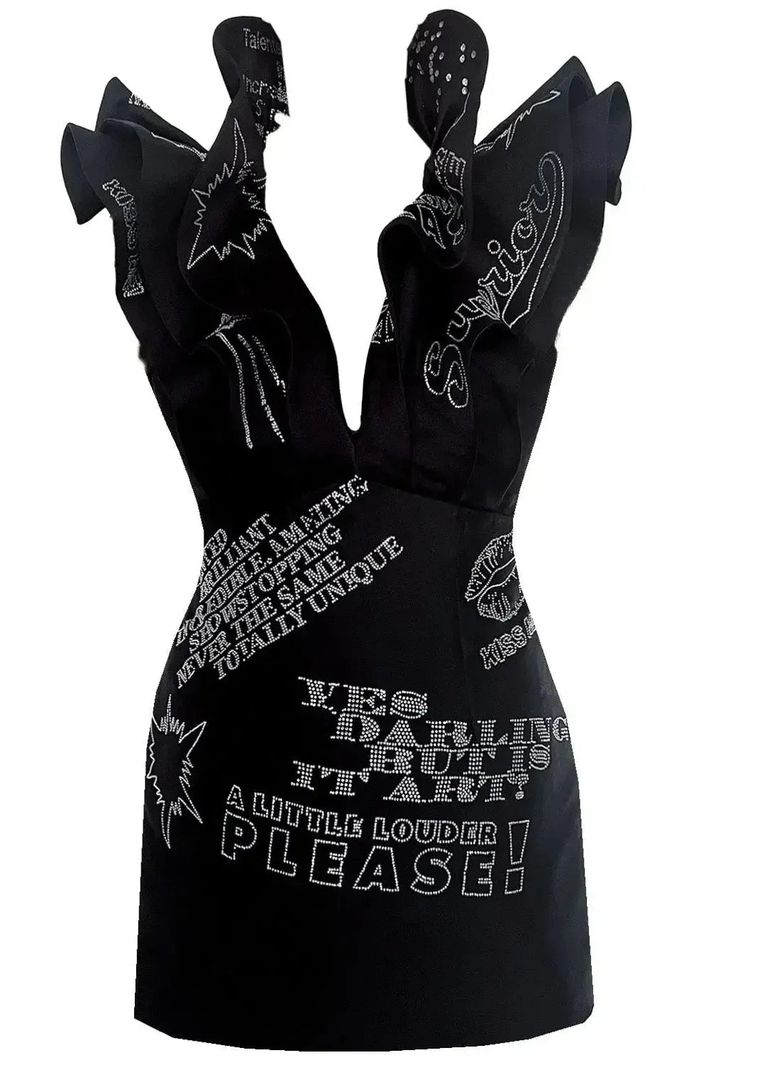 Butterfly mini dress - Black with Swarovski Details