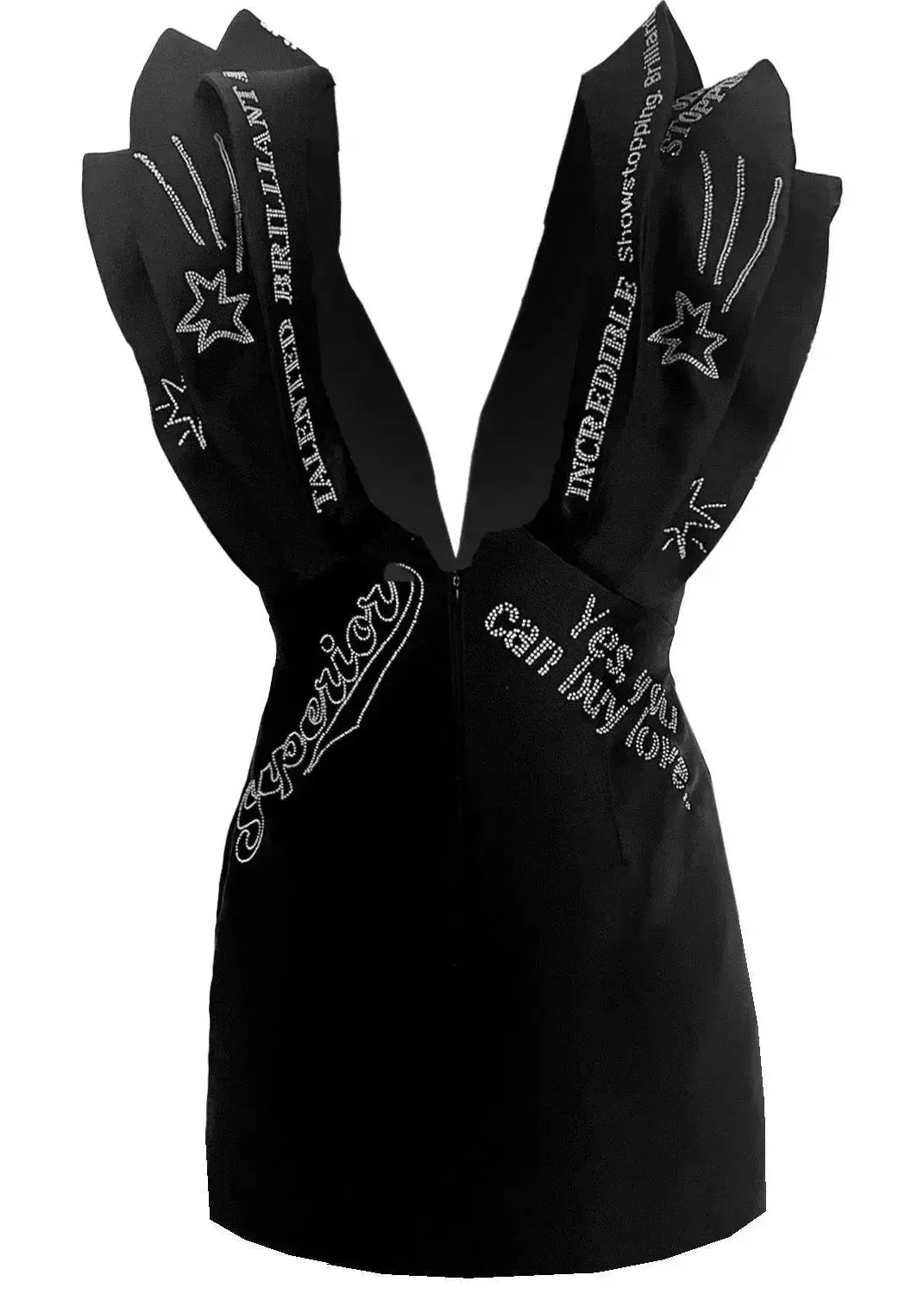 Butterfly mini dress - Black with Swarovski Details