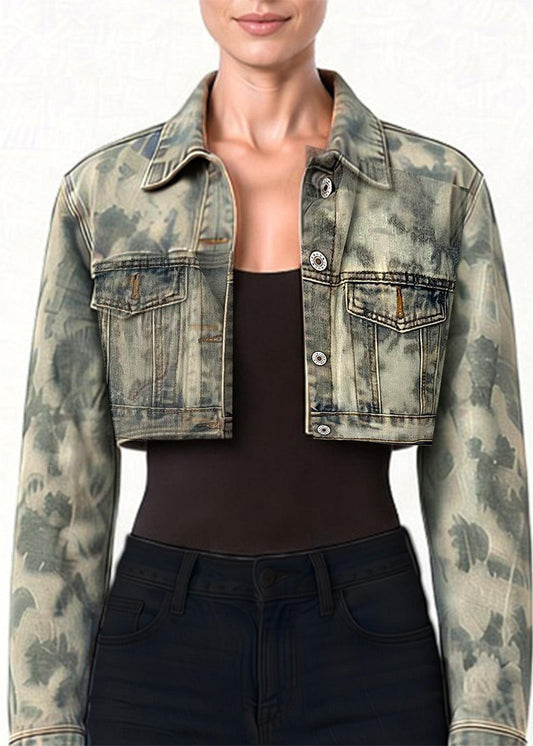 Cropped Bleached Denim – Blue