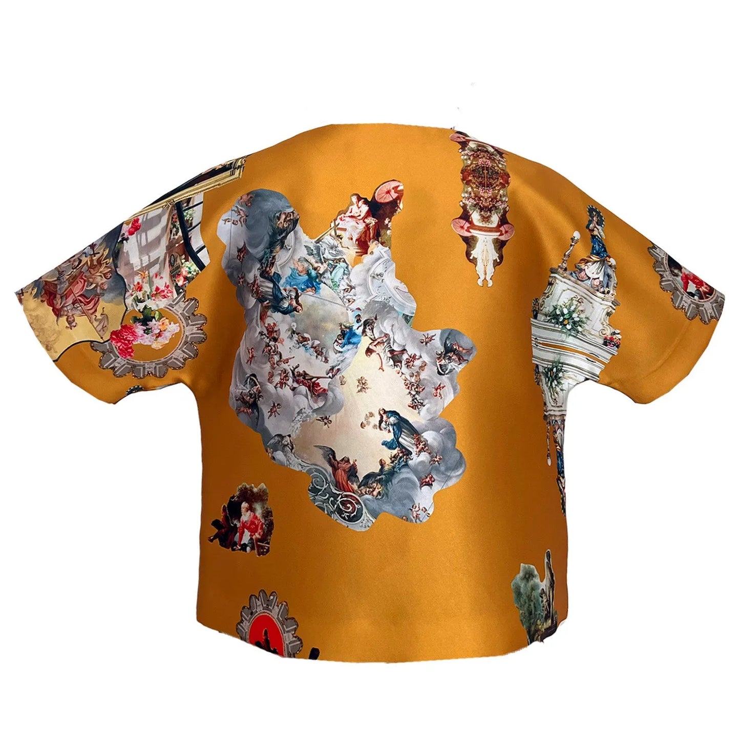 Cropped Jacket with Bow Detail cognac sicily printed