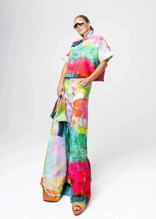 Cropped Shirt - Mother Pink Red Green