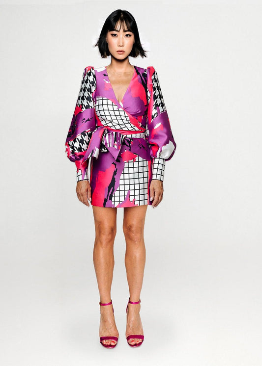 Custommade Wrap Mini Dress - Special Print