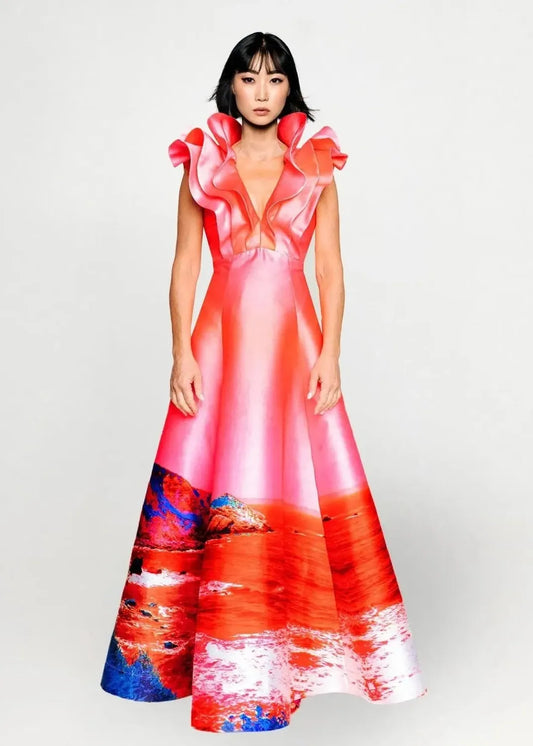 Custom-Made Butterfly Evening Dress - Special Print