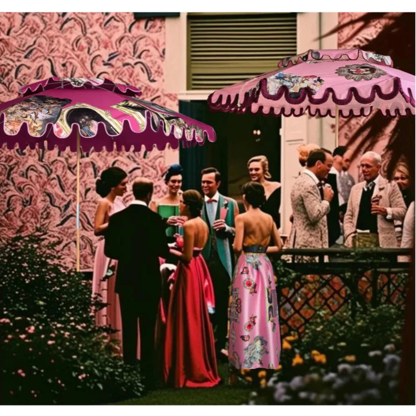 Double Tier Parasol – Rose Pink | 230 cm Luxury Garden Umbrella