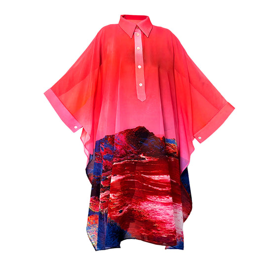 Kaftan Red Blue Landscape