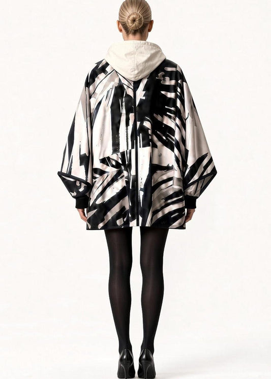 High-Tech Rain Poncho – Black & White