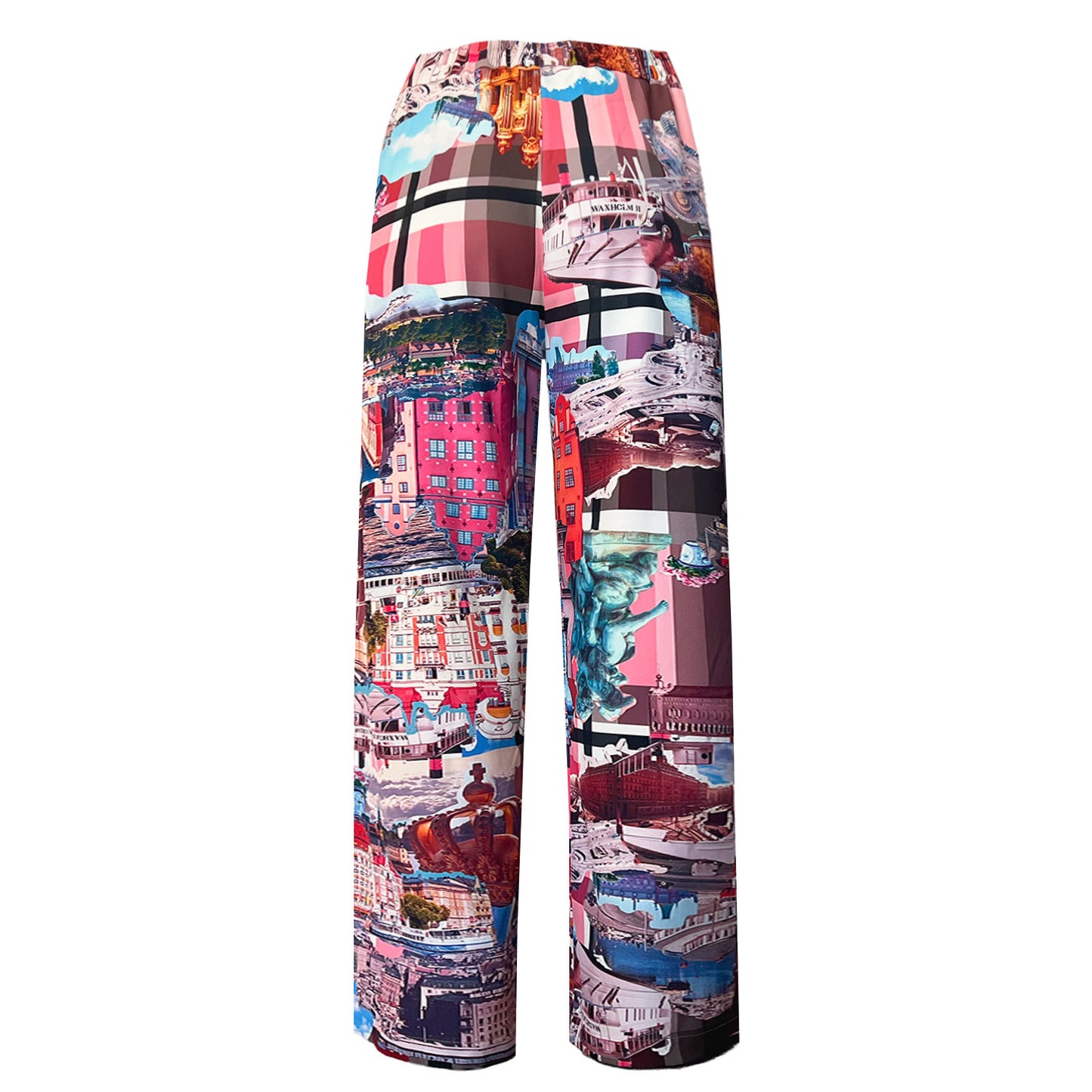 Vida slouchy byxor – Stockholm Royal Pink Mönstrad | maxjenny!