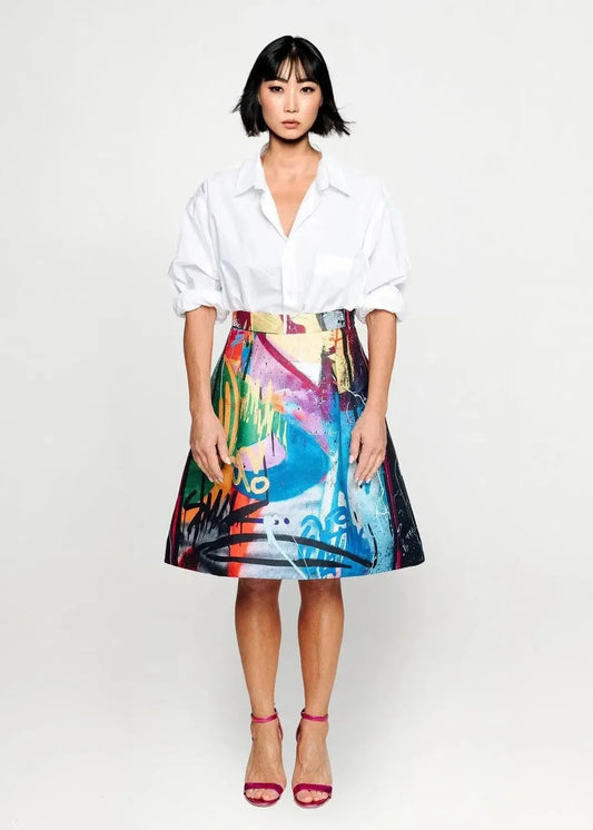 Knee-Length Skirt - Street Art