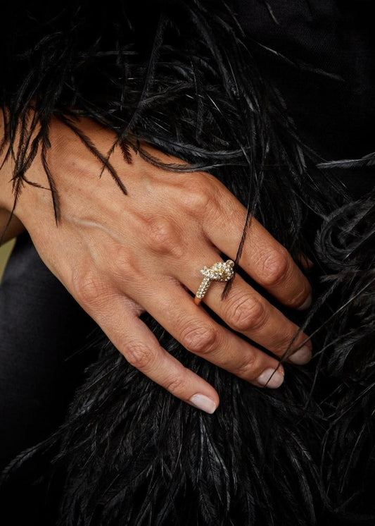 Knot Crystal Ring Clear/Gold