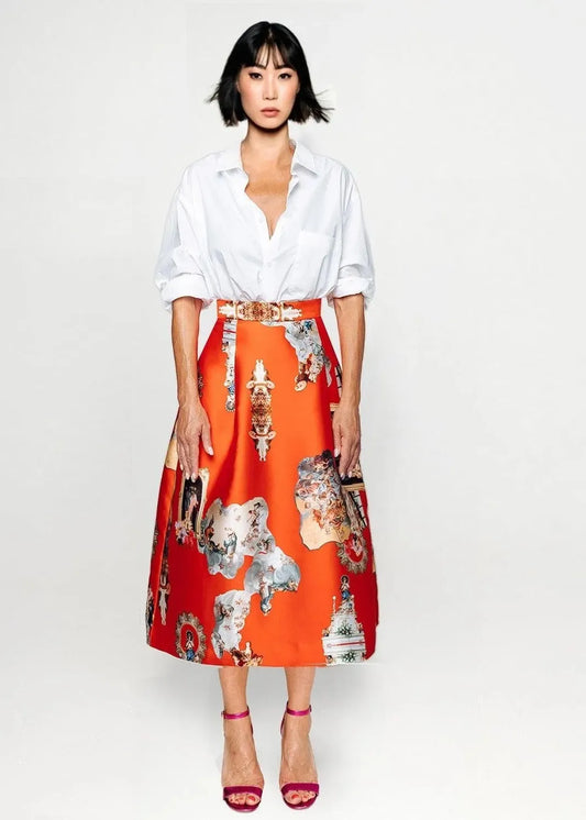 Knee-Length Skirt - Sicily Red