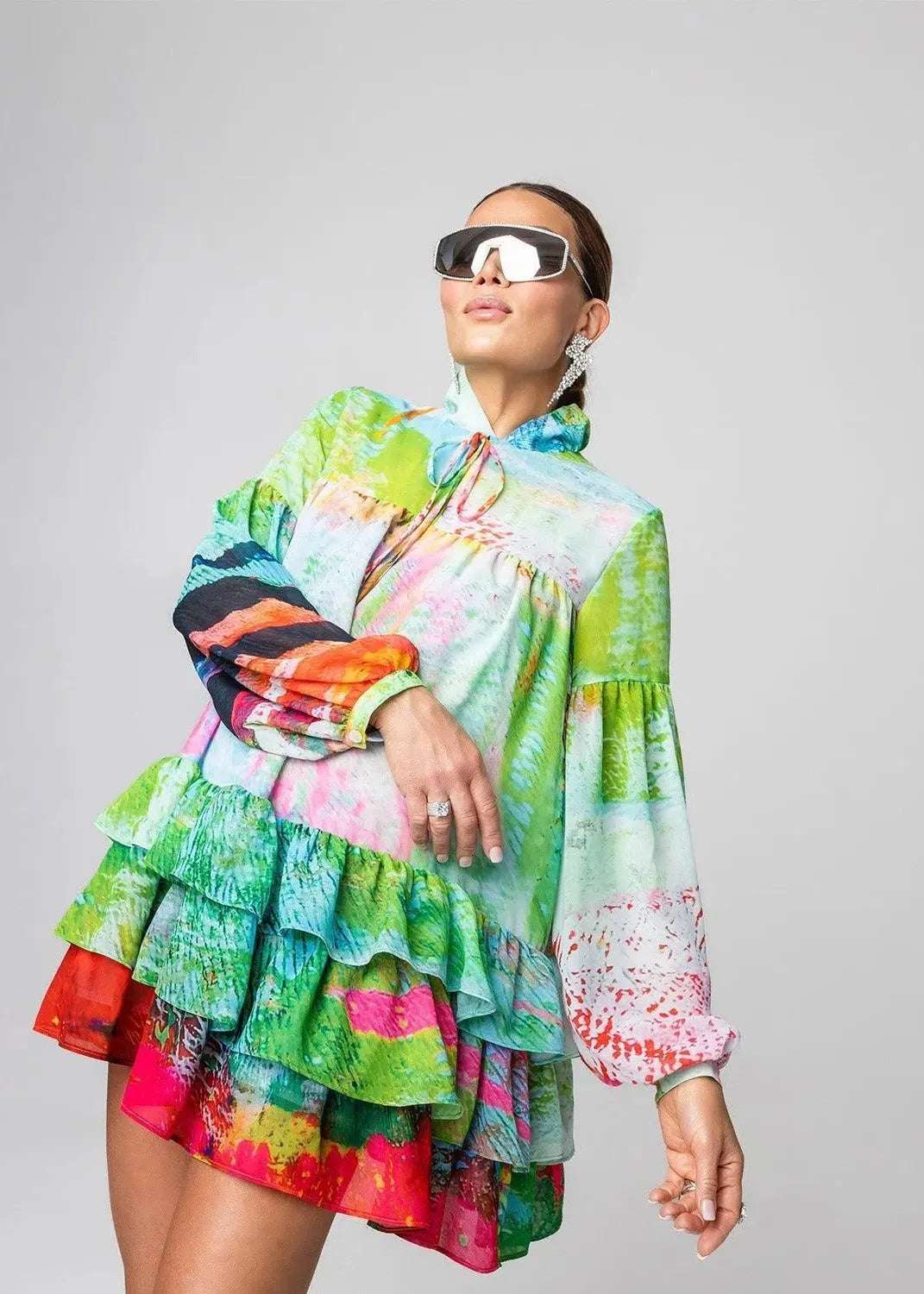 Custommade Marrory Mini Dress - Mother Pink Red Green (kopia)