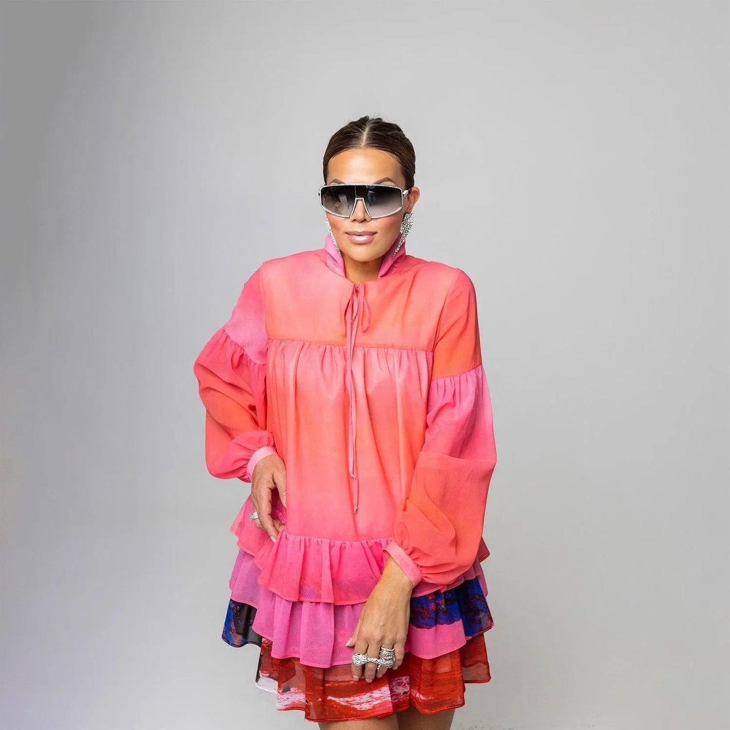 Mini Dress - Red Blue Landscape