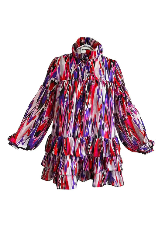 Mini Dress - Zigzag Purple Pink