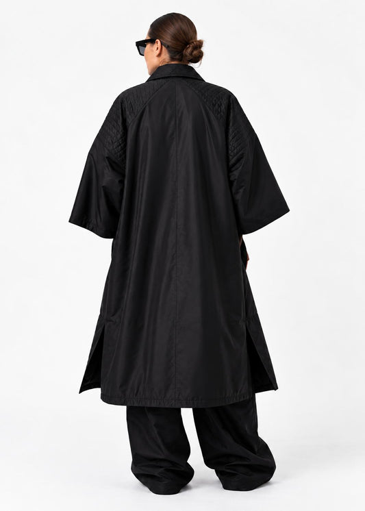 Oversized Kimono Coat – Black