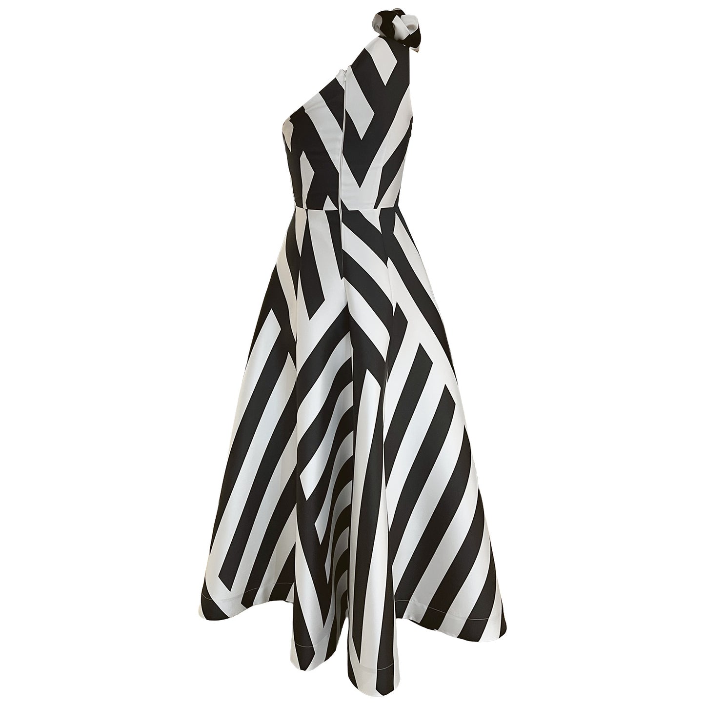 One Shoulder Statement Gown – Black & White