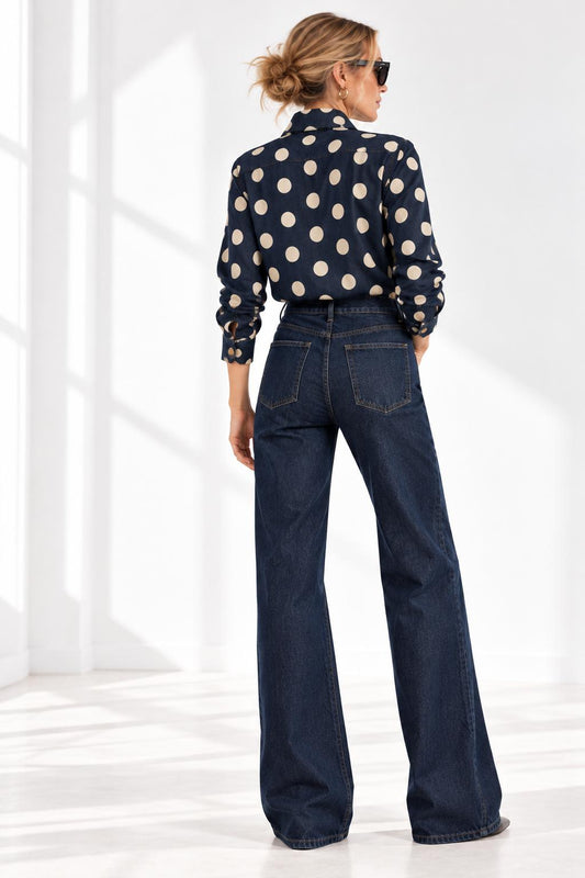 Bedruckte denimbluse – Dot