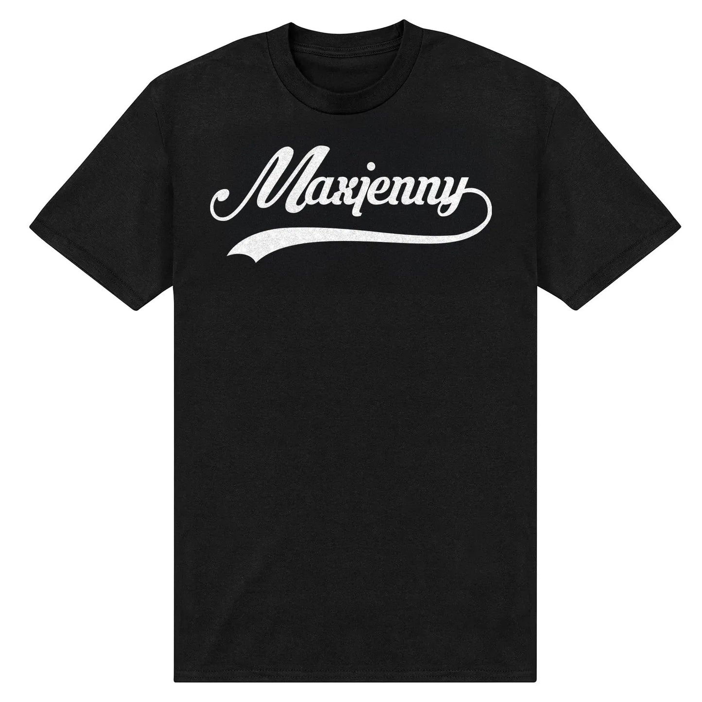 Printed on rescued stock black T-shirt Maxjenny swoosch