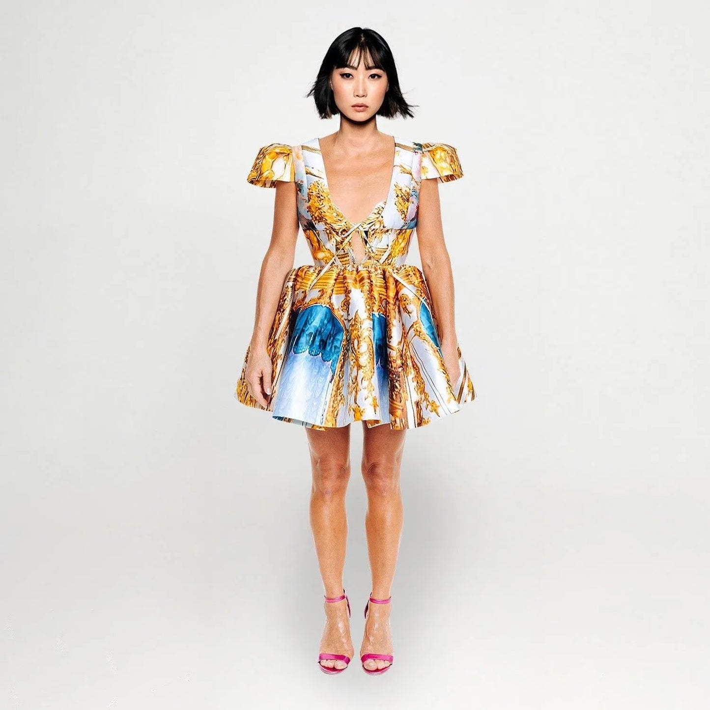 Puffarm Mini Dress - Golden Roof Blue