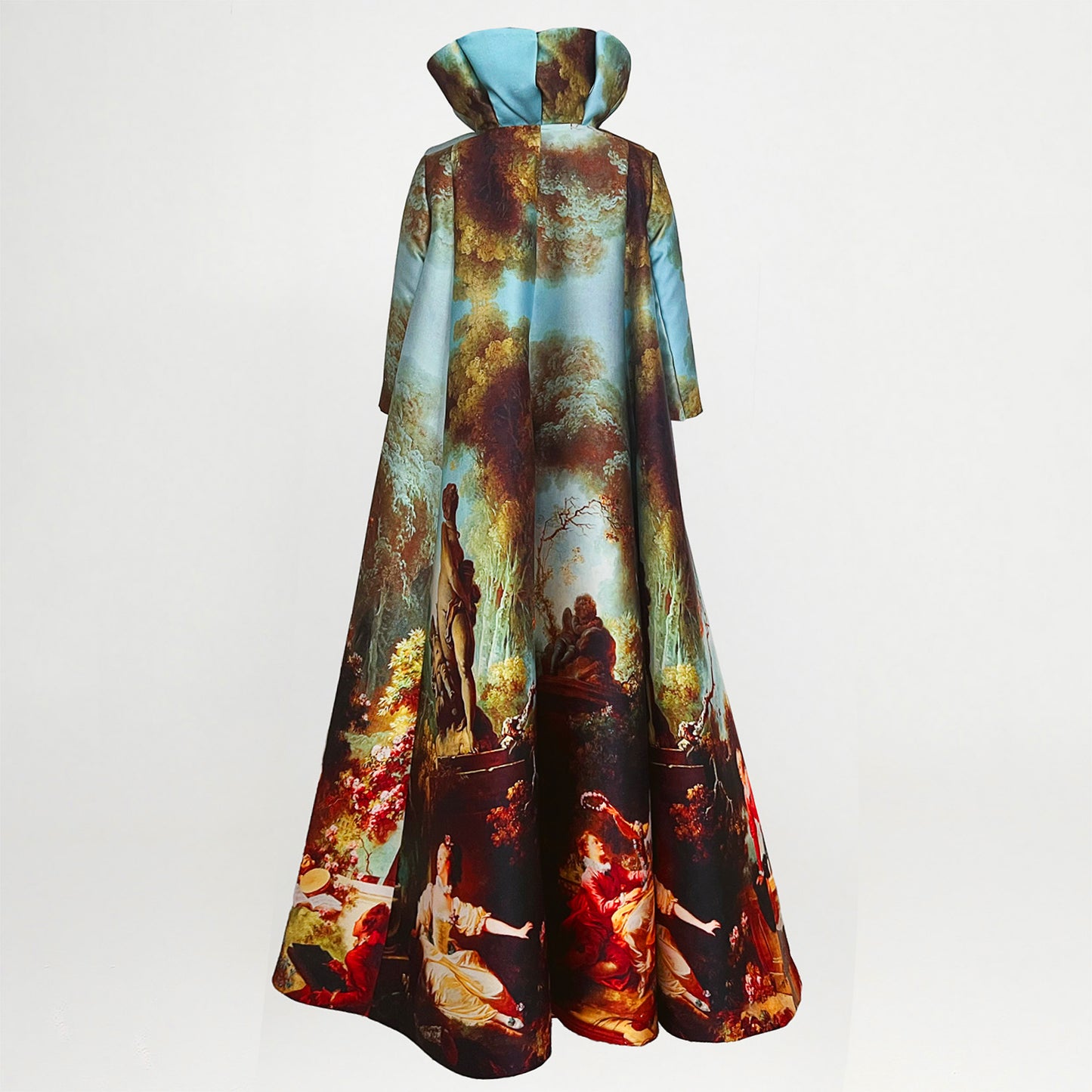 Royal Print Long Coat – Sculptural Collar | maxjenny!