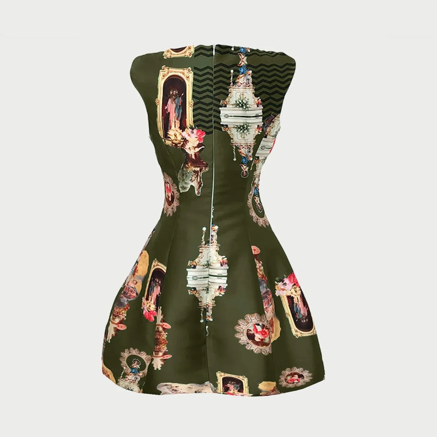 SALE Sicily olive green dress printed short