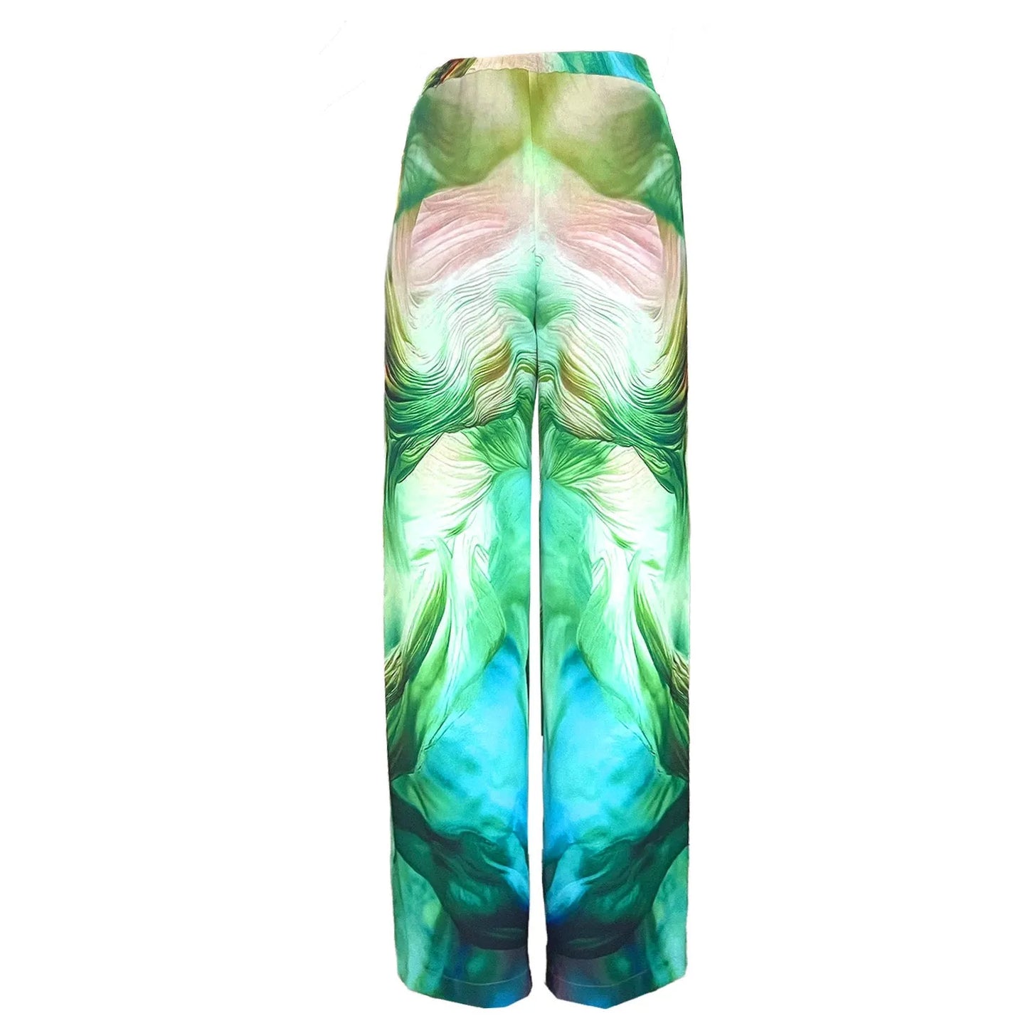 SALE Wide straight pants printed green smoke