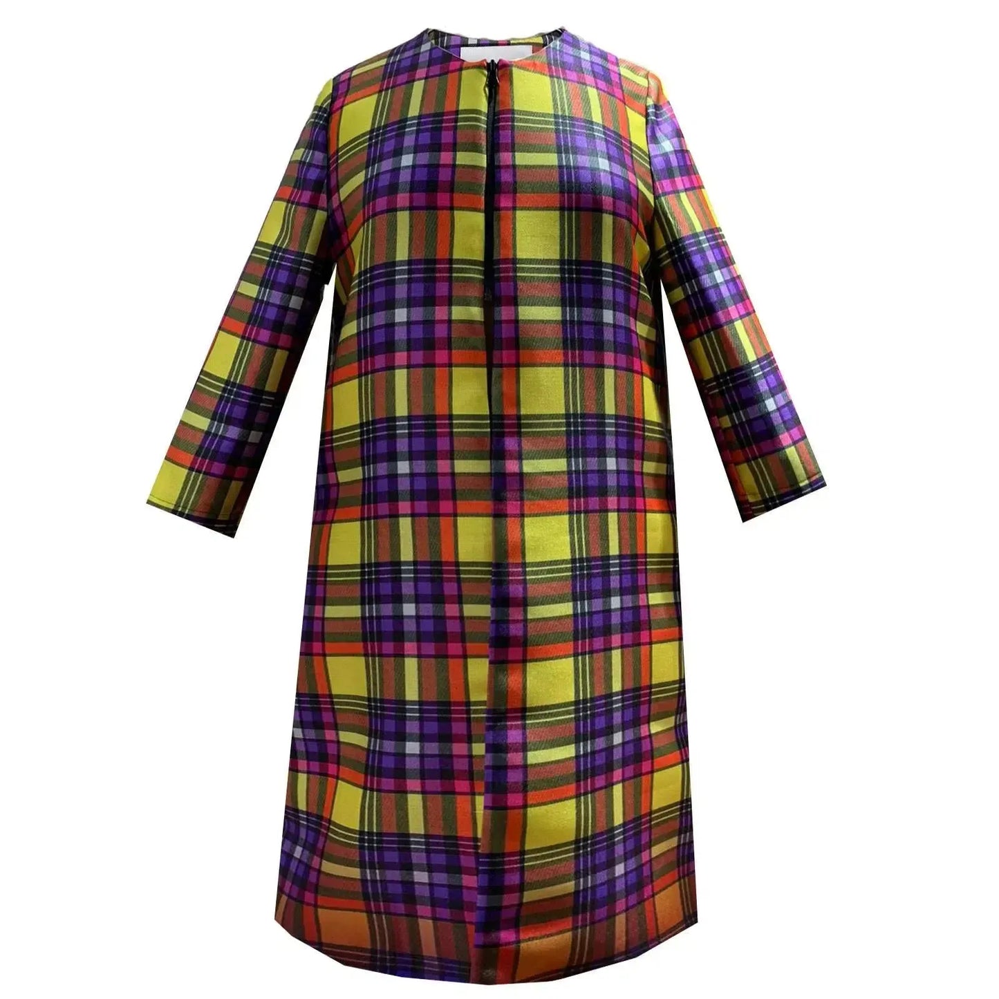 SALE tartan occasioncoat yellow purple printed