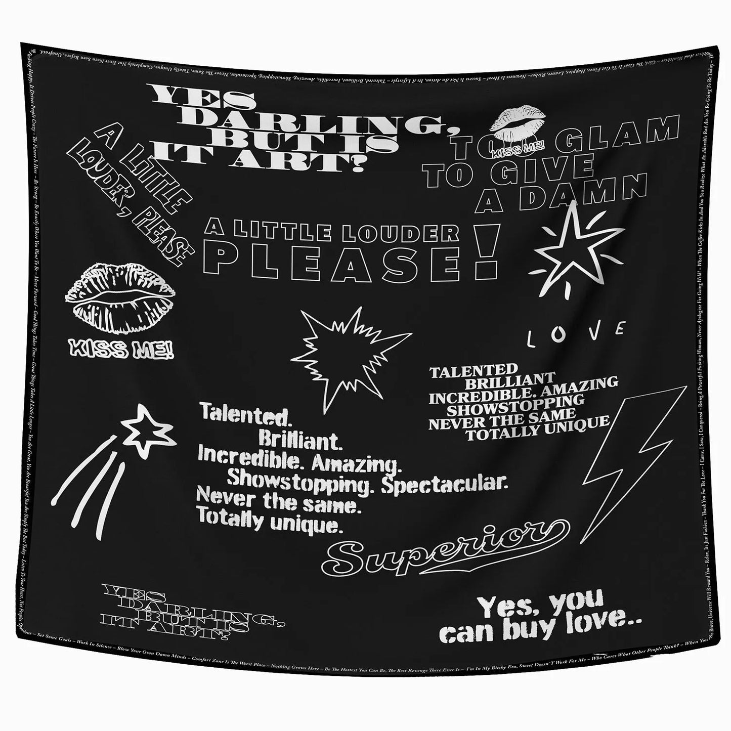 Scarf swarovski quotes black & white