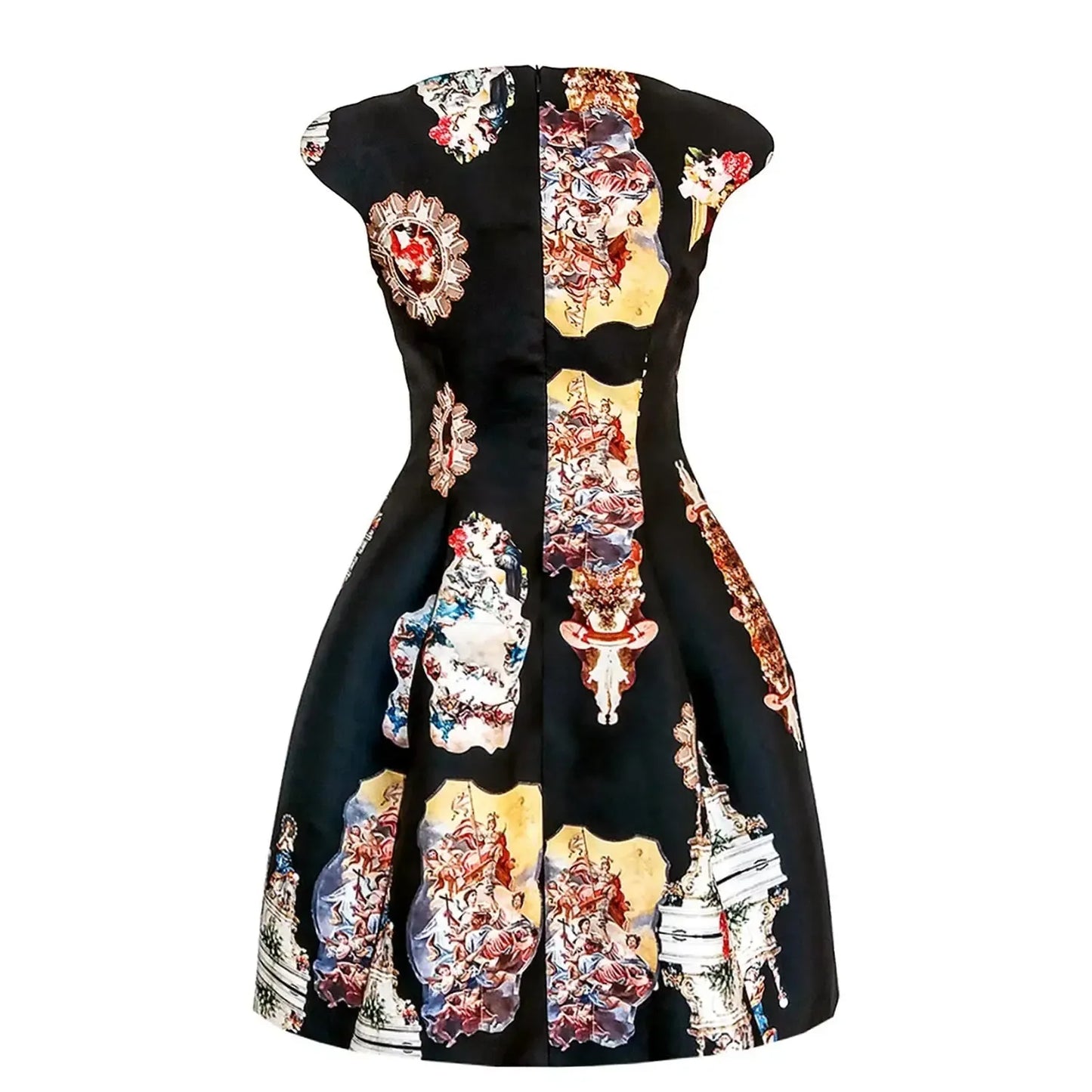 Sicily black midi dress printed