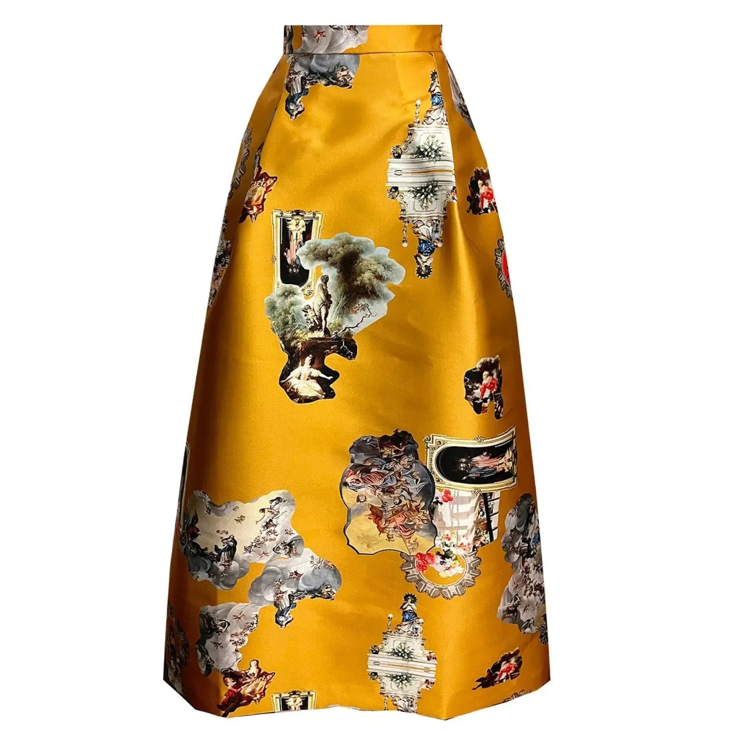 Sicily mustard long evening skirt printed