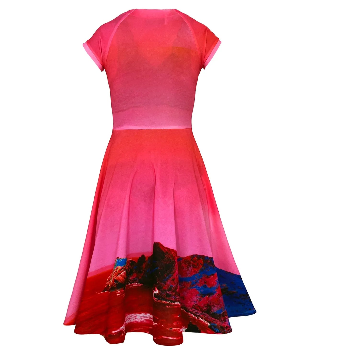 Sporty Dress - Red Blue Landscape