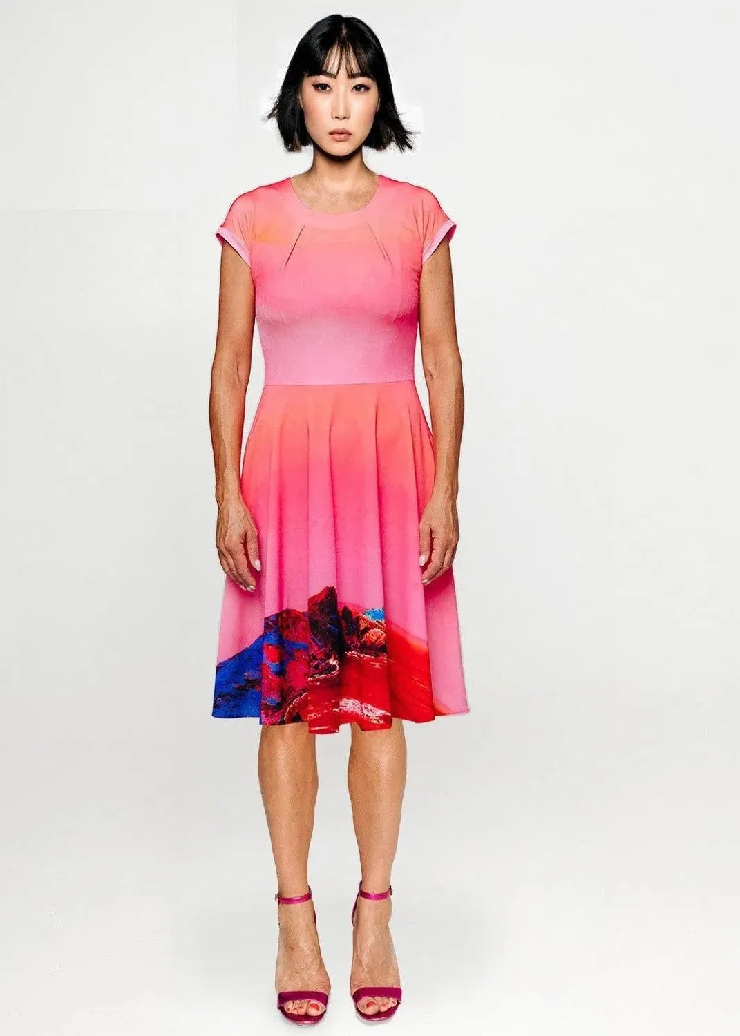 Sporty Dress - Red Blue Landscape