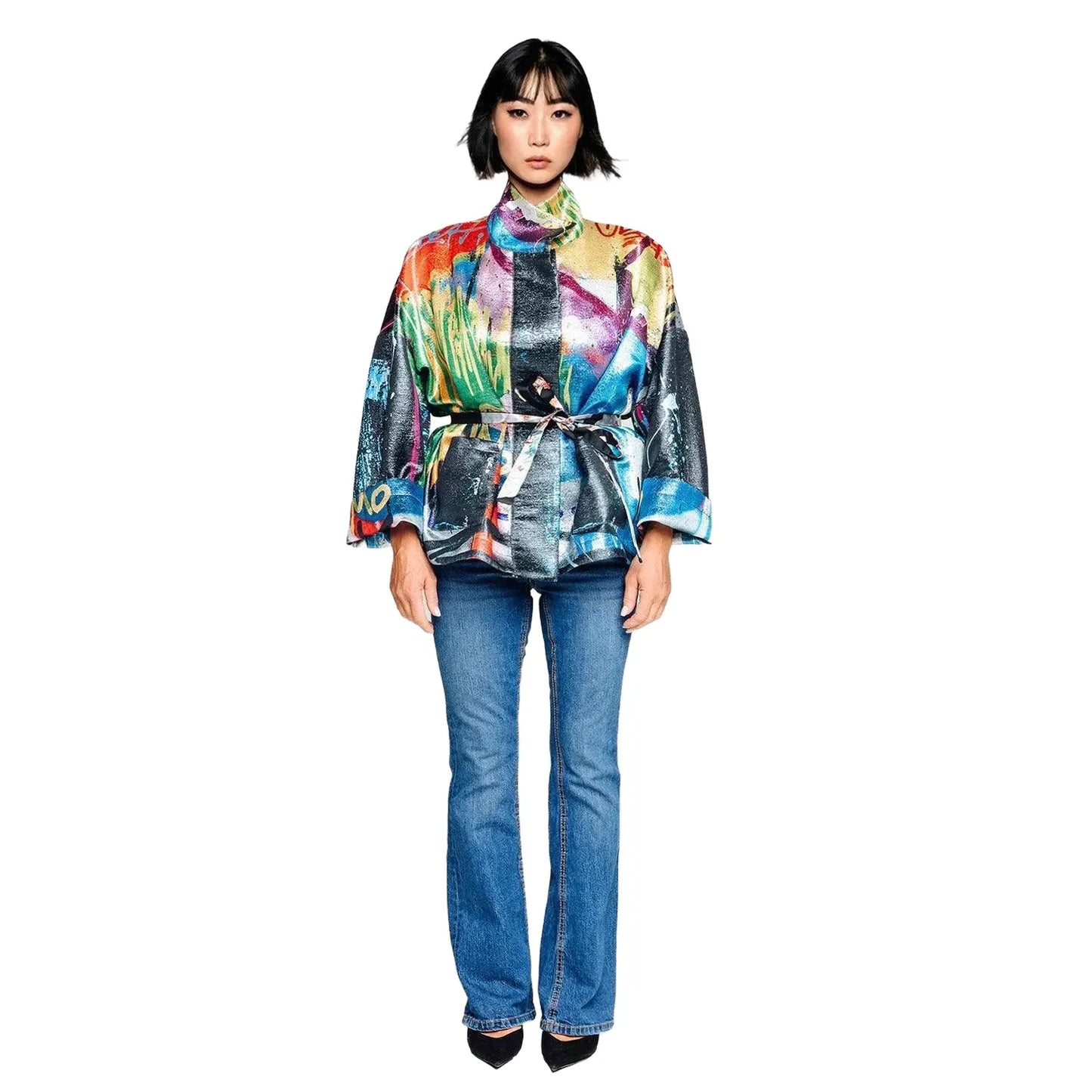 Square Boxy Jacket - Street Art