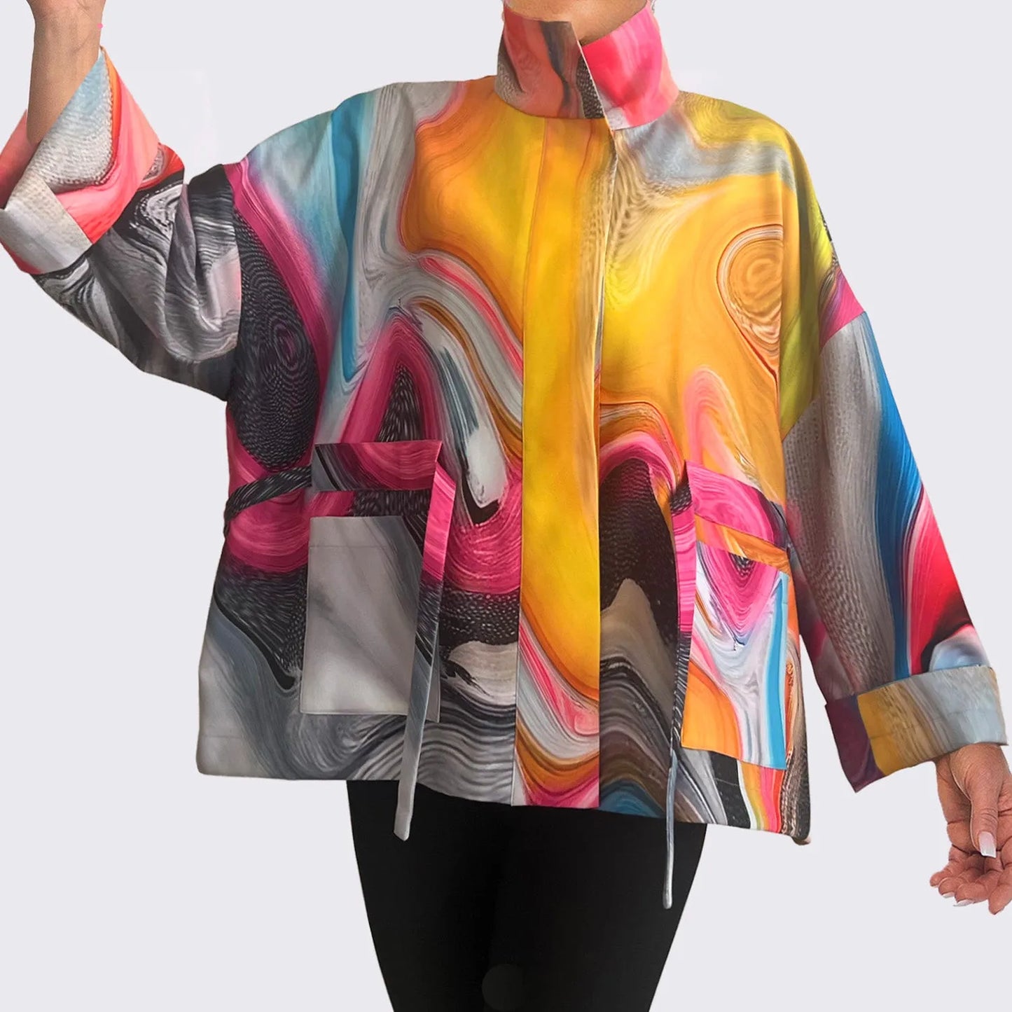 Square boxy Jacket liquid flow