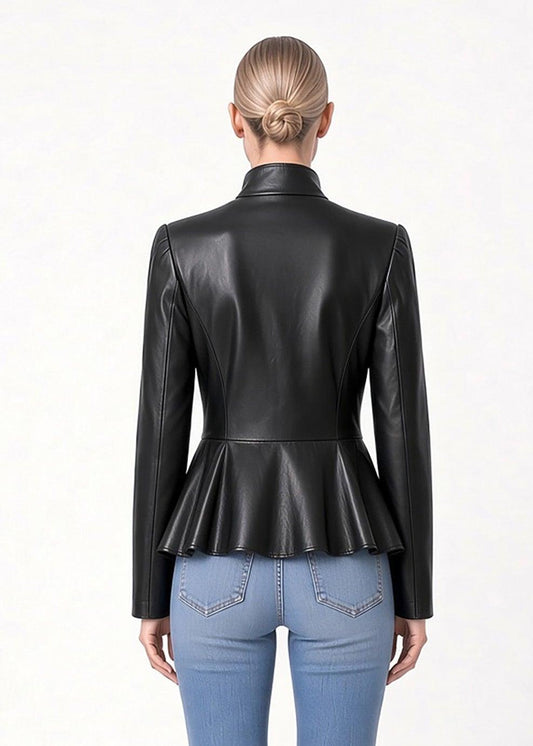 Tailored Peplum – Black Leather