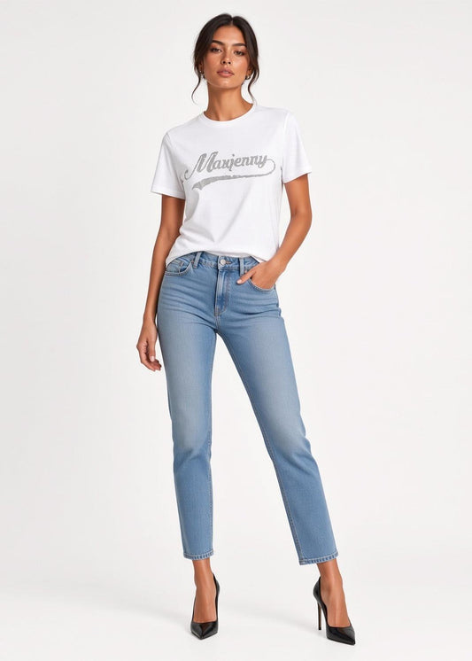 White T-shirt with Swarovski Crystals | maxjenny!