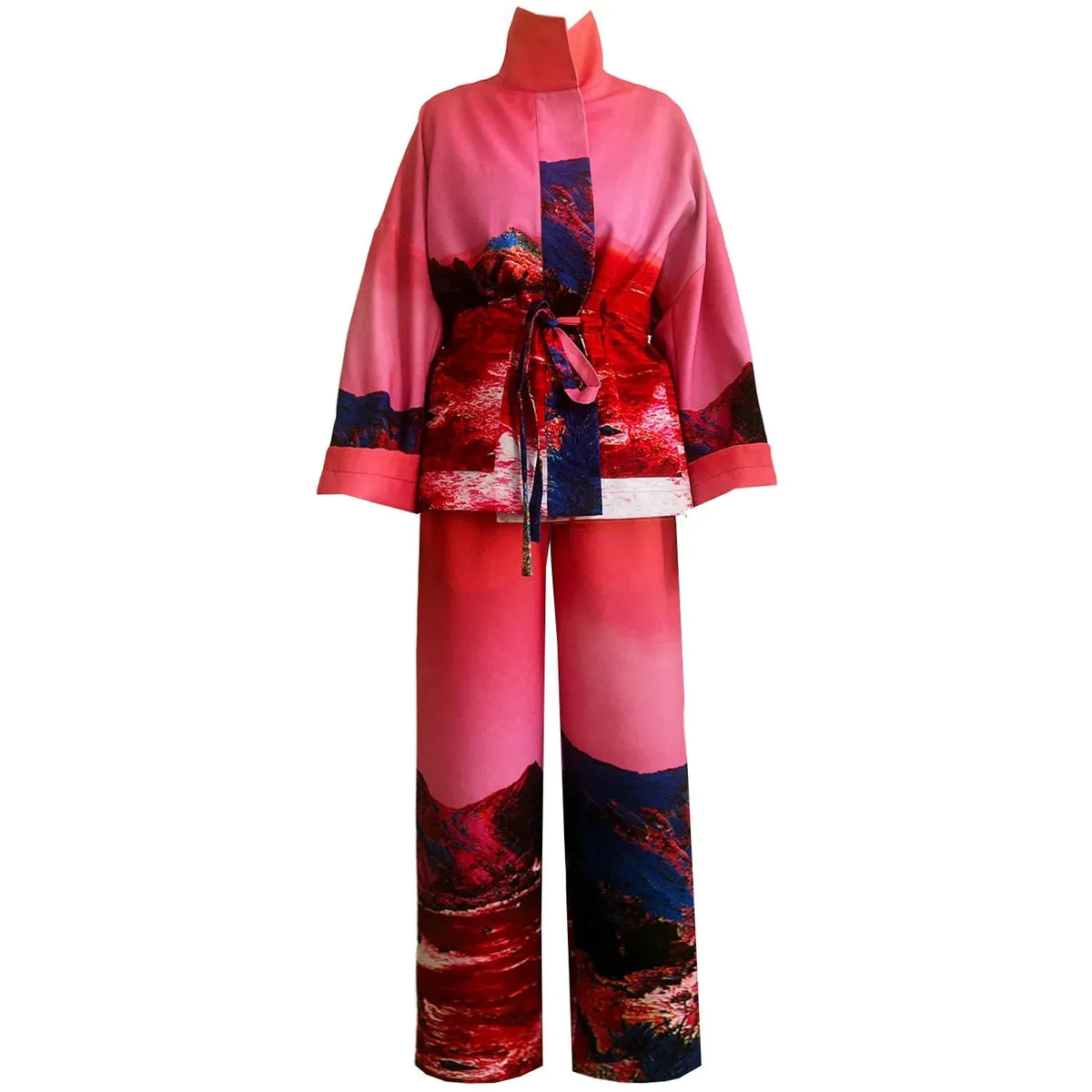 Weite Hose – Rot Blau Landscape