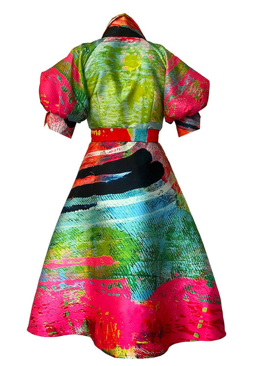 Wrap Shirtdress - Mother green pink