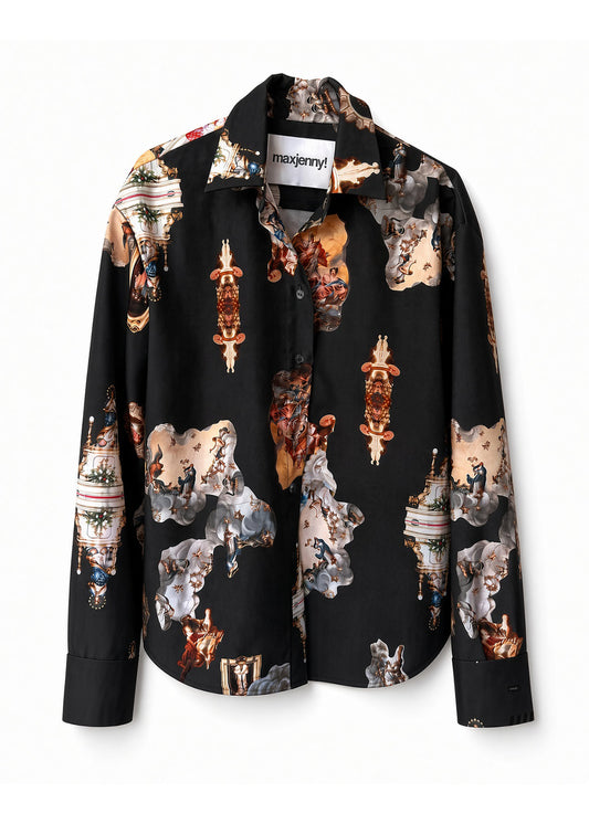 Printed Viscose Shirt – Sicily Black