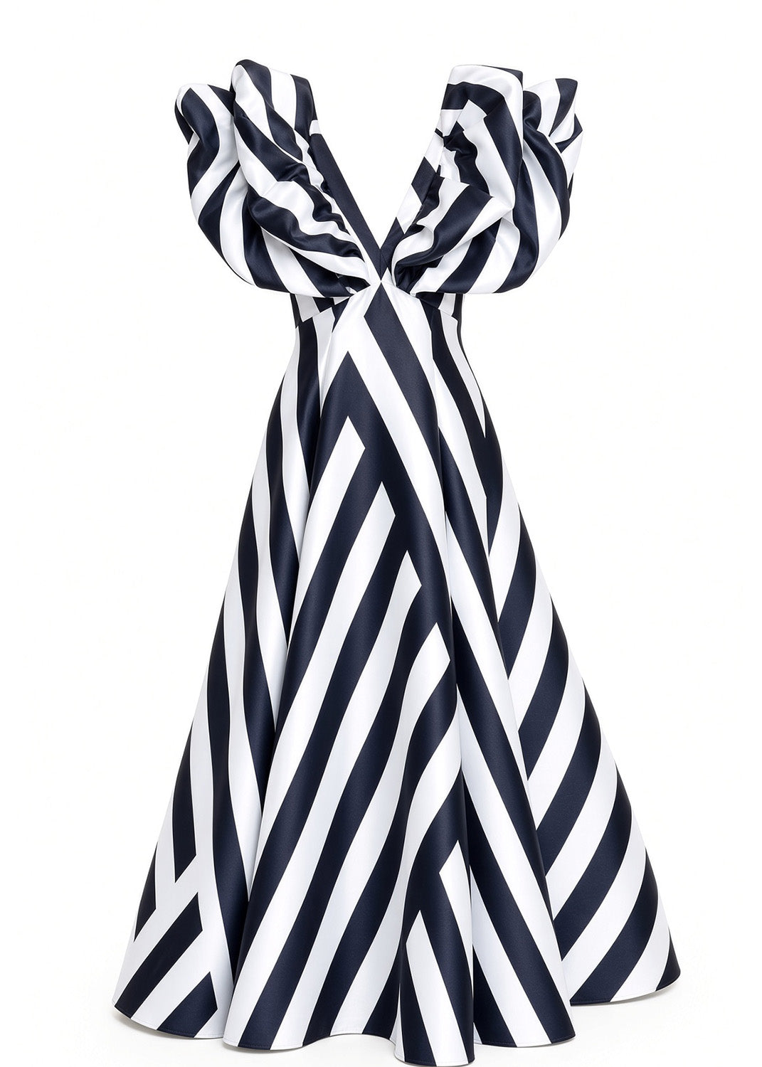 Shoulder Statement Gown - Black & White