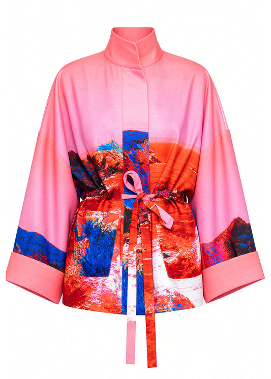 Square Boxy Jacket - Red blue landscape