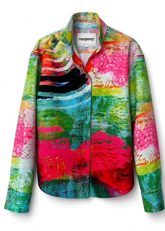 Printed Viscose Shirt – Mother Pink Red Green