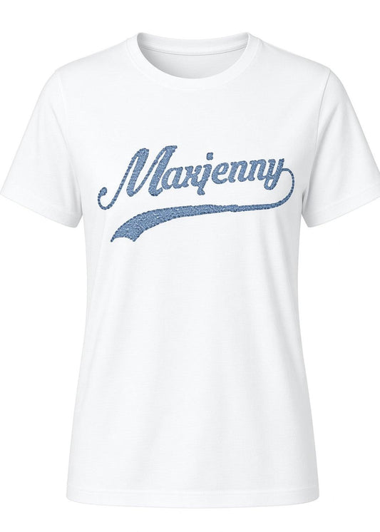 White T-shirt with Blue Swarovski Crystals