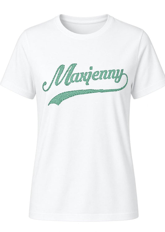White T-shirt with Green Swarovski Crystals