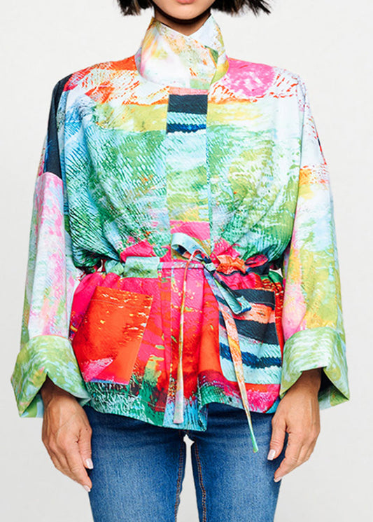 Square Boxy Jacket - Mother Pink Red Green