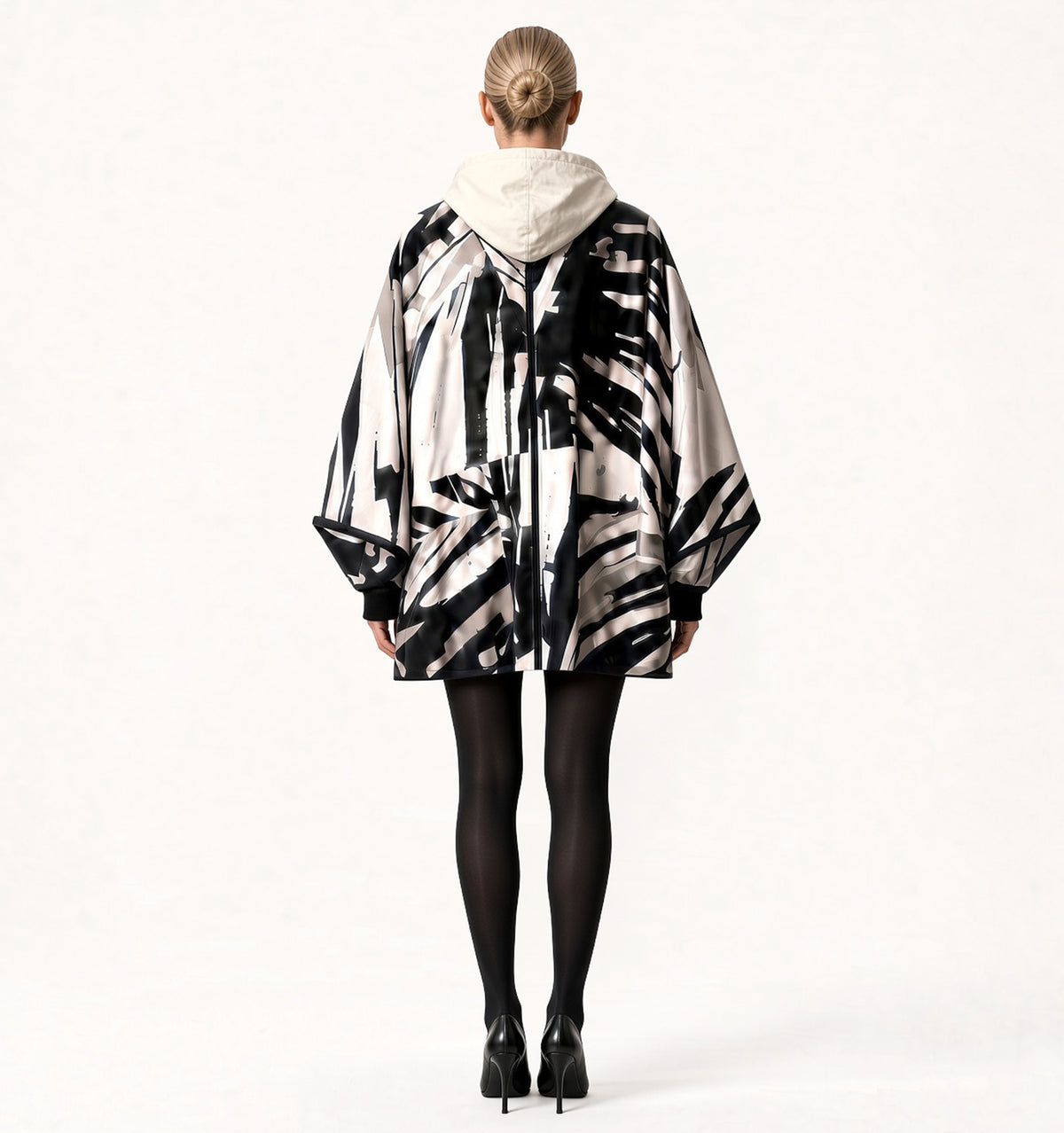 High-Tech Regnponcho – Svart & Vit