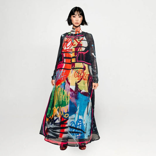 A-Shaped Maxi Dress - Street Art