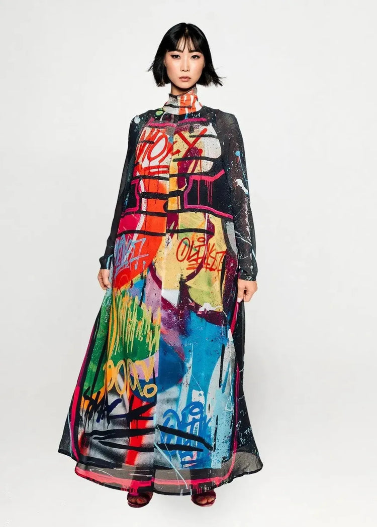 A-Shaped Maxi Dress - Street Art